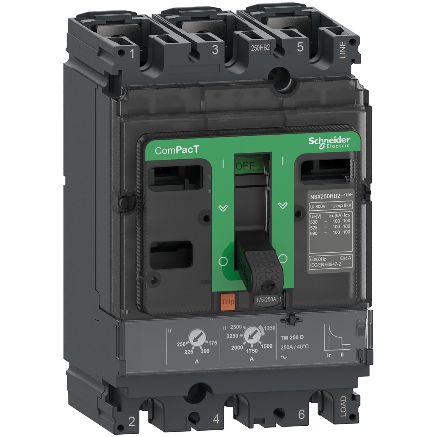 C10F3TM050SCHNEIDER Interruptor Termomagnético Compact NSX - TMD - 50A - 85kA 220...240VAC (IEC60947-2) - C10F3TM050 - SCHNEIDER (Reemplazo de LV429633) - Imagen 1