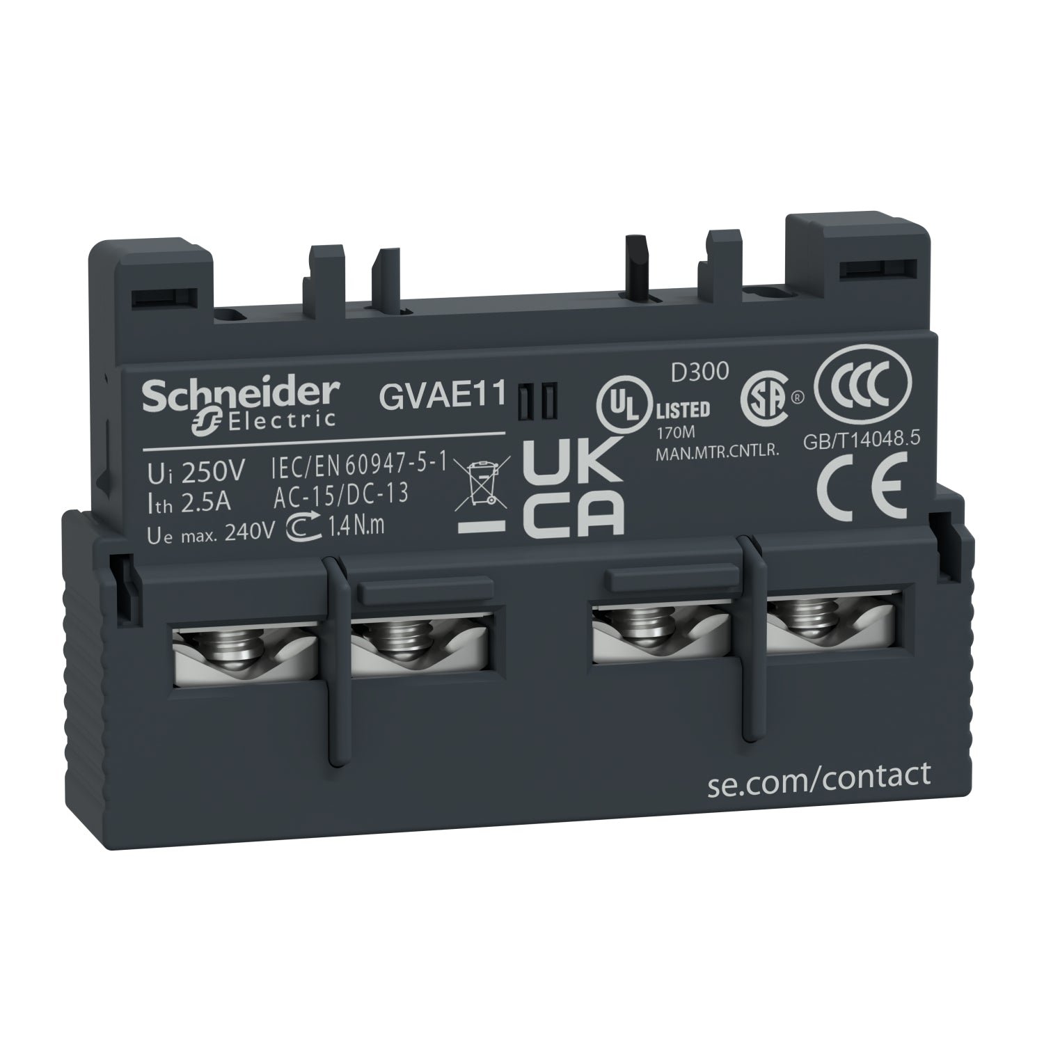 GVAE11Schneider Contactos Auxiliares Instantáneos - Montaje Frontal - 1NA+1NC - GVAE11 - SCHNEIDER - Imagen 1