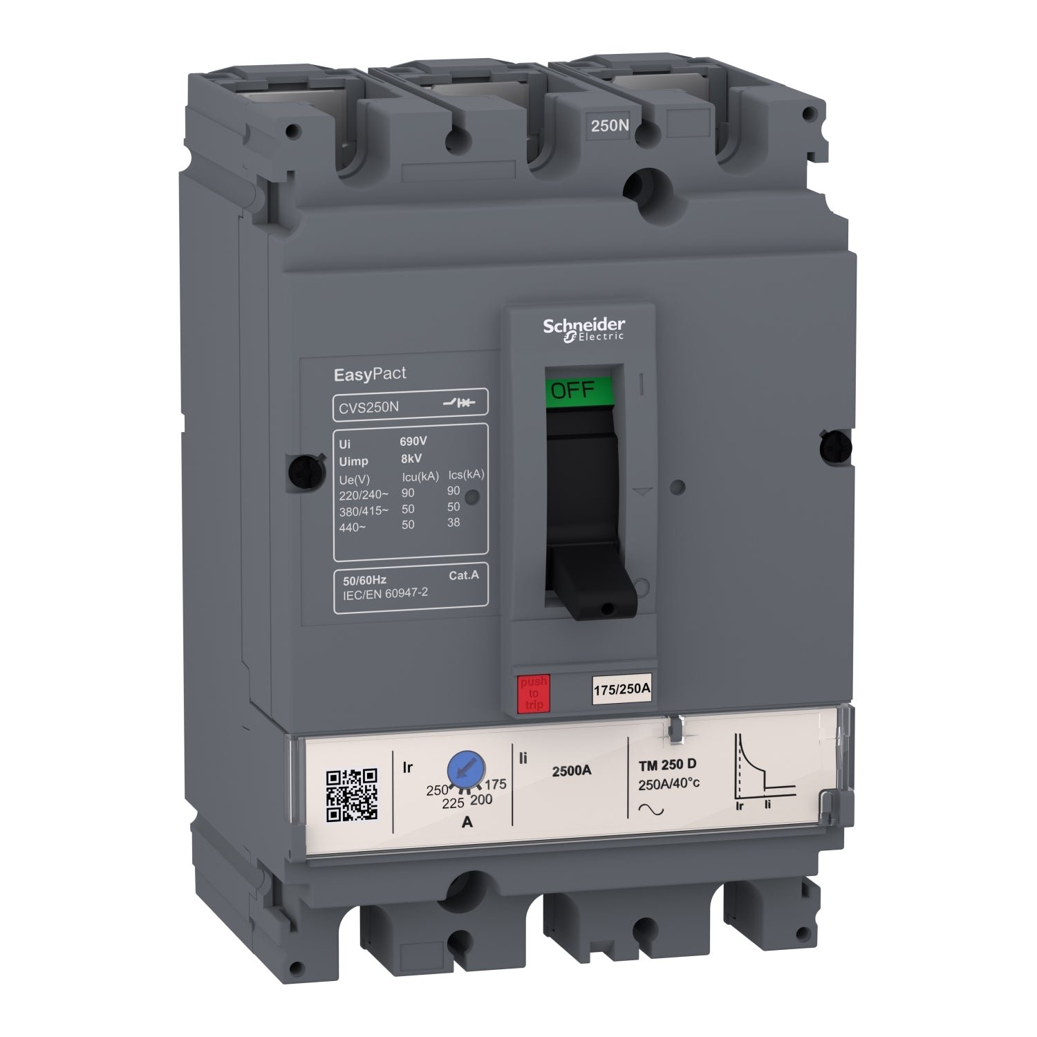 LV510476Schneider Interruptor Automático - EasyPact CVS - TMD - 80A - 90kA 220/240VAC (IEC 60947-2) - LV510476 - SCHNEIDER - Imagen 1