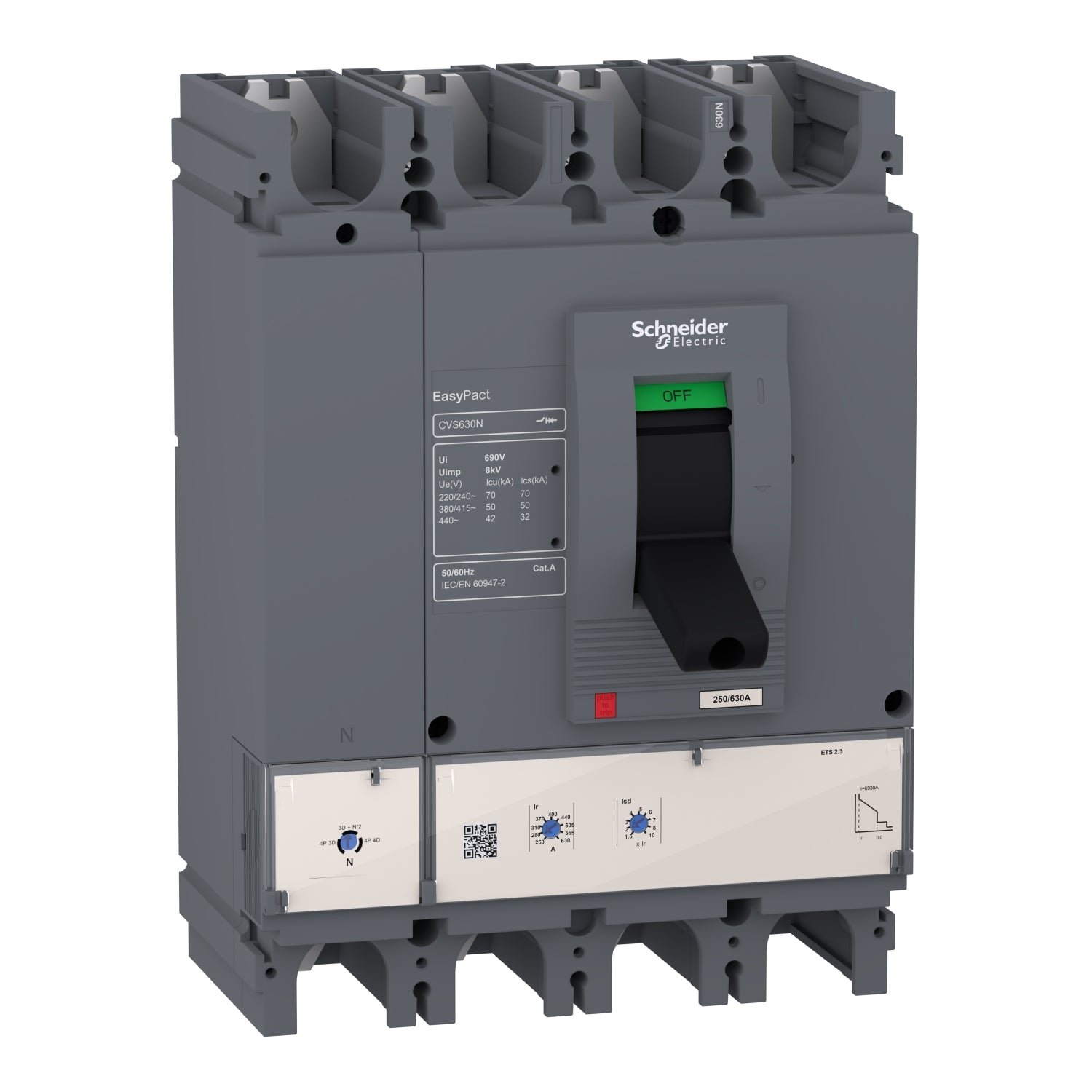 LV540511Schneider Interruptor Automático EasyPact CVS - ETS 2.3 - 4P - 400A - 70kA 220/240VAC (IEC 60947-2) - LV540511 - SCHNEIDER - Imagen 1