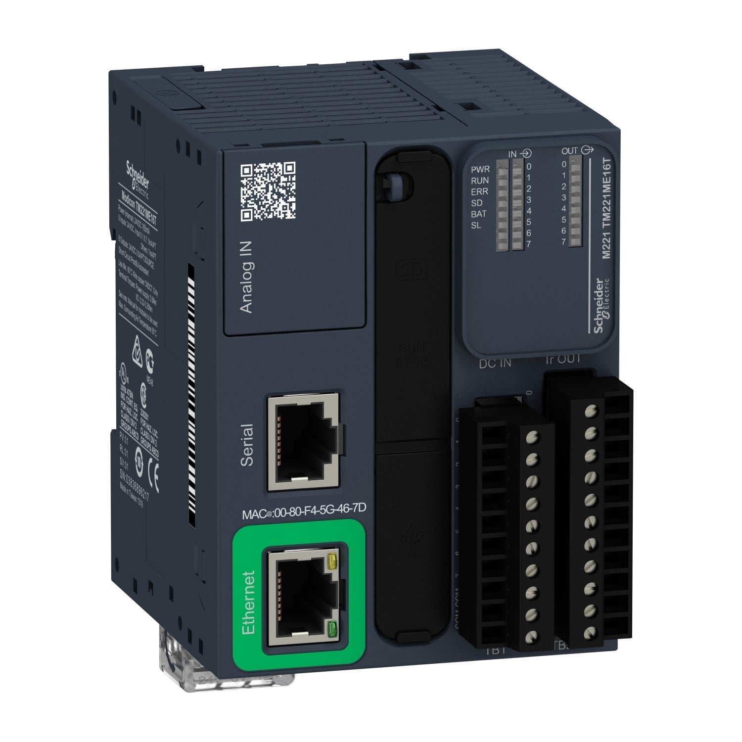 TM221ME16T Controlador Lógico Modicon 221 - 24VDC E/S 16 - Ethernet - TM221ME16T - SCHNEIDER - Imagen 1