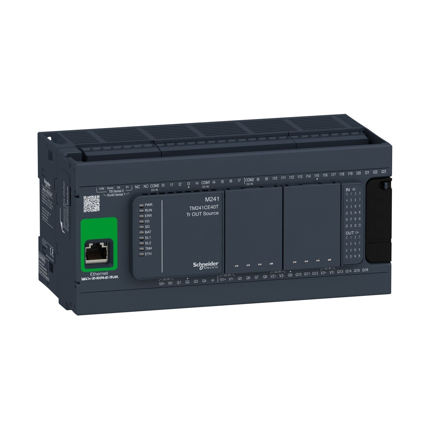 TM241CE40T Controlador Lógico Modicon M241 - 24VDC - E/S40 - Ethernet + 2 Serie - TM241CE40T - SCHNEIDER - Imagen 1